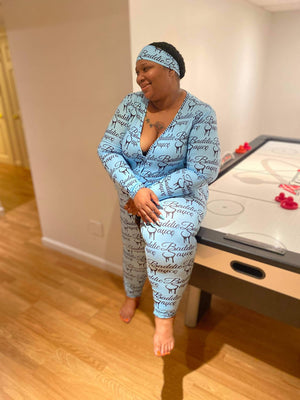 Baddie Sauce Onesie Blue (Curvy)