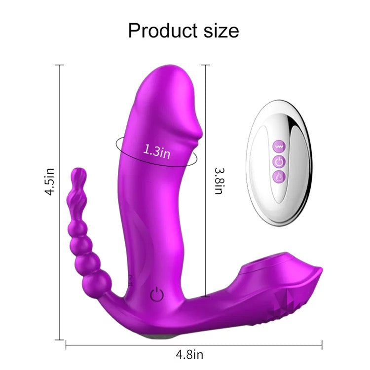 Remote Control G-Spot Sucking Vibrator with Anal Plug