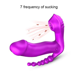 Remote Control G-Spot Sucking Vibrator with Anal Plug